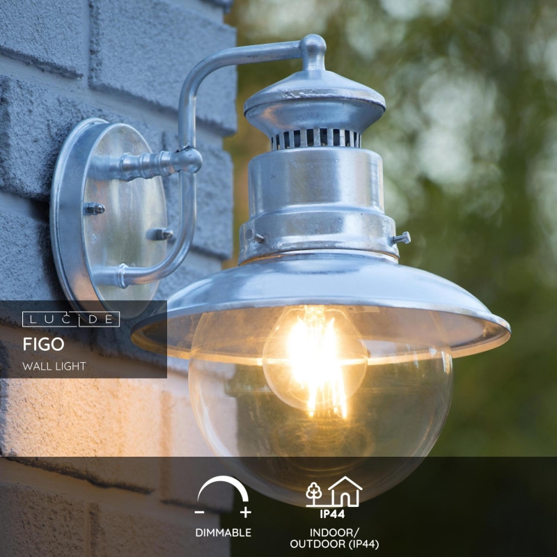 Lucide FIGO - Nástenné svietidlo Vonkajšie - 1xE27 - IP44 - Zin